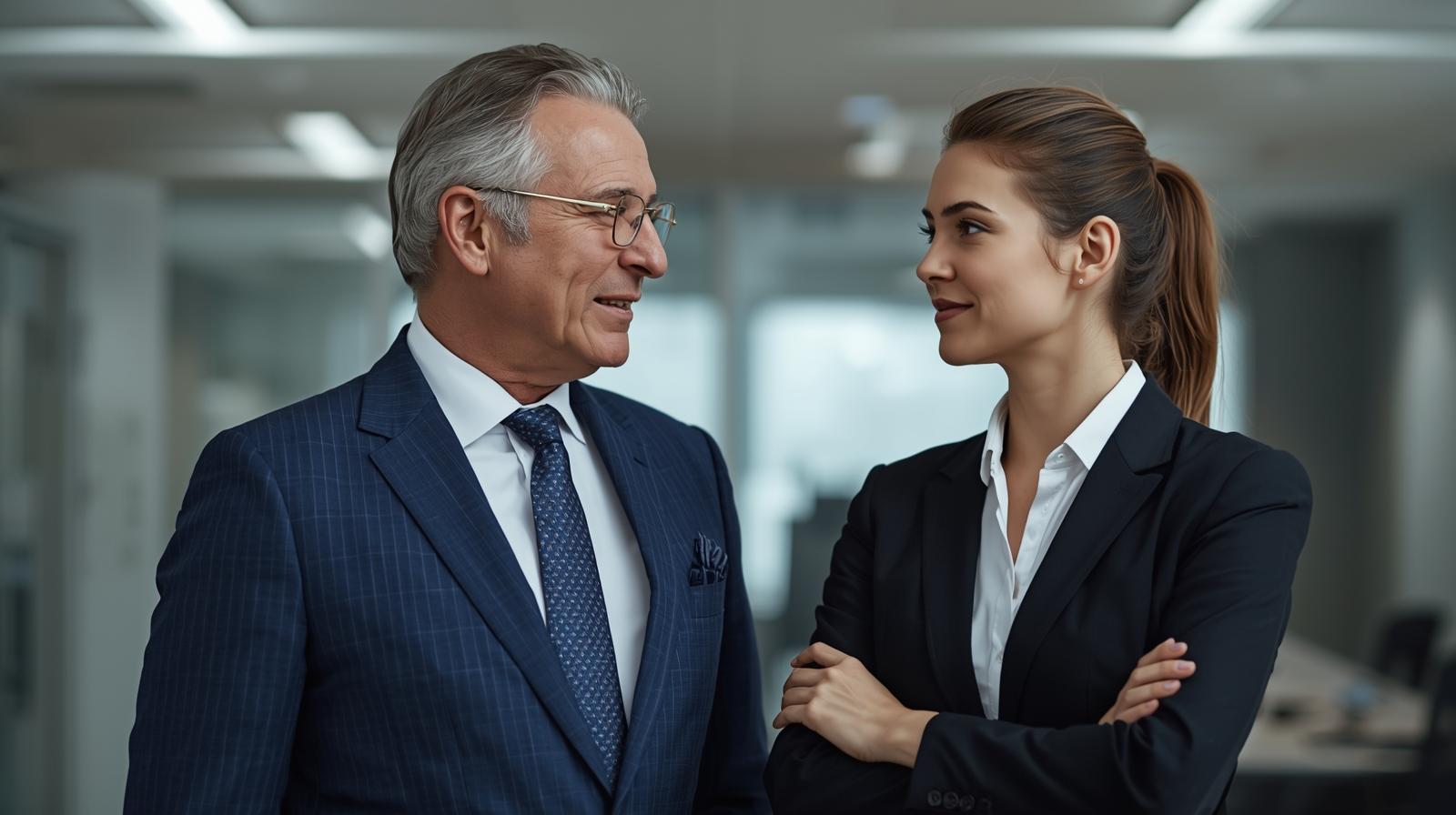 Older professional and younger professional
